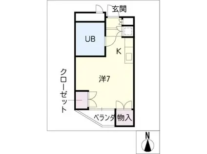 ドエル杁中(ワンルーム/3階)の間取り写真