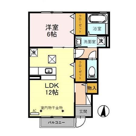 エスポワール伏見(1LDK/1階)の間取り写真