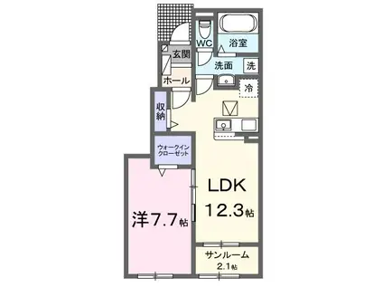 グレイスプリムローズB(1LDK/1階)の間取り写真