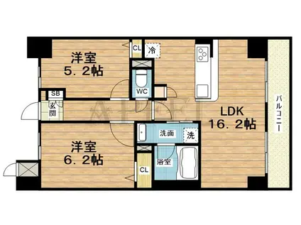 サン シエロ東今里(2LDK/5階)の間取り写真