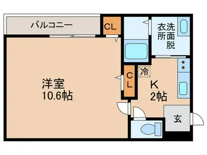 フジパレス河内花園II番館(1K/1階)の間取り写真