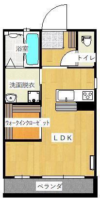 エスペランサA棟(ワンルーム/2階)の間取り写真