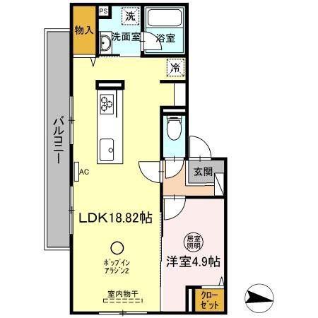 GRAZIO B棟(1LDK/2階)の間取り写真