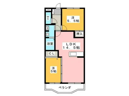 サンメイプル徳倉(2LDK/2階)の間取り写真