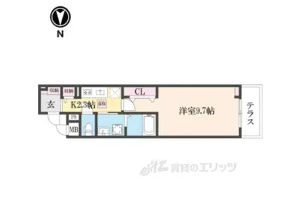 ヒカルサ奈良大森西サウス(1K/1階)の間取り写真