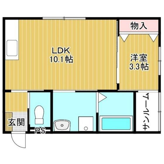 富山地鉄不二越上滝 大泉駅(富山) 徒歩24分 2階建 築4年(1LDK/1階)の間取り写真