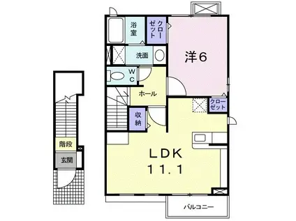 エミネンスI(1LDK/2階)の間取り写真