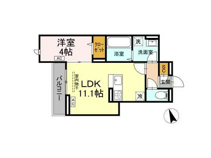 フレッチェ・ボスコVIII(1LDK/3階)の間取り写真