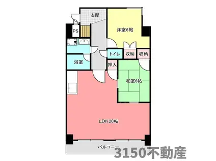 エステート南(2LDK/1階)の間取り写真