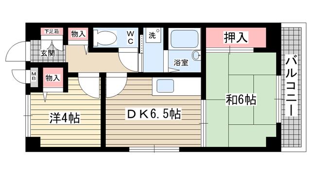 宝和マンション(2DK/2階)の間取り写真