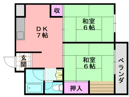 平野ハイツ(2DK/4階)の間取り写真