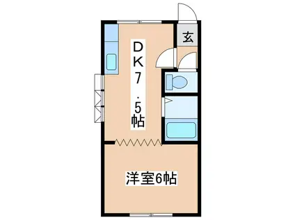 ファイブヤード川北(1DK/2階)の間取り写真