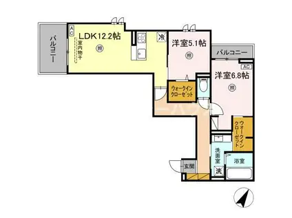プロスター元山町(2LDK/3階)の間取り写真