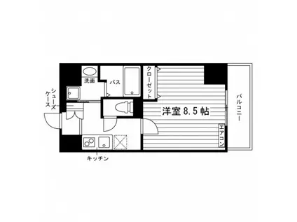 レジディア国立2(1K/5階)の間取り写真