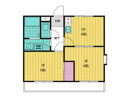 プリマベール(2DK/1階)の間取り写真