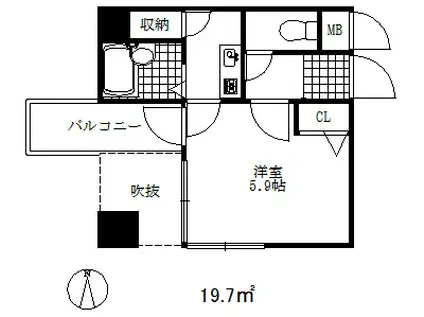ロイヤルヒル神戸三ノ宮2(1K/11階)の間取り写真
