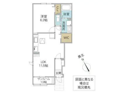 アイランドヒルズ右籾 III(1LDK/1階)の間取り写真