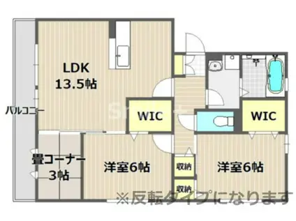 WELSH VILLA I(2SLDK/1階)の間取り写真