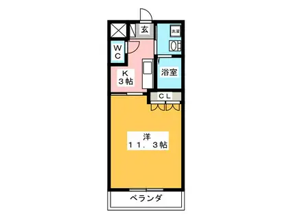 メゾン アカツキ(1K/1階)の間取り写真