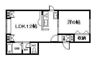 アーバンライフ阿部(1LDK/1階)の間取り写真