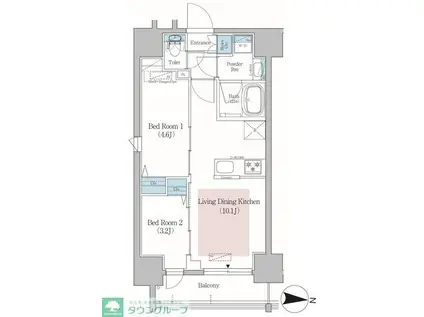 アーバネックス錦糸公園II(2LDK/10階)の間取り写真