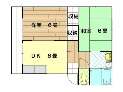 クローバーハウス(2DK/2階)の間取り写真