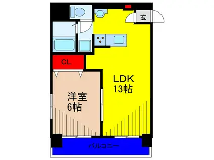 メゾンパークス(1LDK/4階)の間取り写真