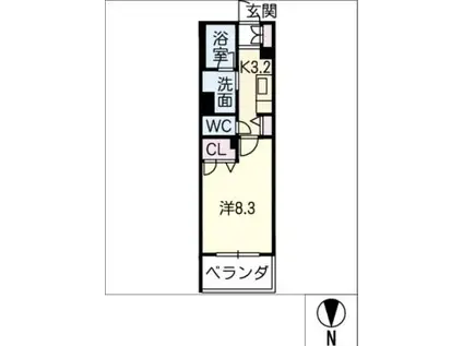 シャーメゾン神山(1K/2階)の間取り写真