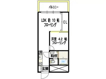 三分坂マンション ふるりのべ(1LDK/4階)の間取り写真