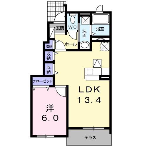 ラフィネ トロワ(1LDK/1階)の間取り写真