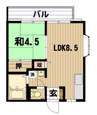 パナハイツ弘明寺(1LDK/2階)の間取り写真