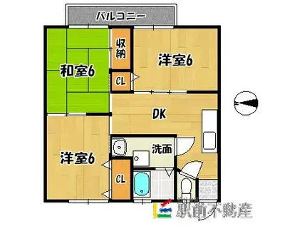 ハイツタダクマII(3DK/1階)の間取り写真