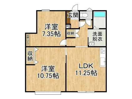 BLOOM(2LDK/2階)の間取り写真