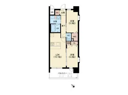 スプランティッド中百舌鳥(2LDK/2階)の間取り写真