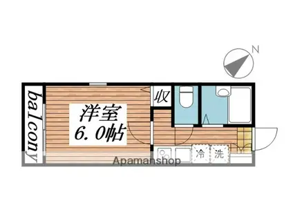 グリーンステージI(1K/2階)の間取り写真