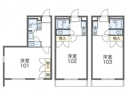 レオパレスTWO&TWO(1K/2階)の間取り写真