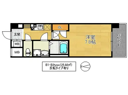 CASSIA高井田 ノース COURT(1K/6階)の間取り写真