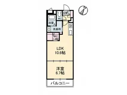 ベレオグート(1LDK/1階)の間取り写真