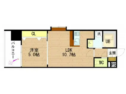 グラビスコート白島(1LDK/8階)の間取り写真