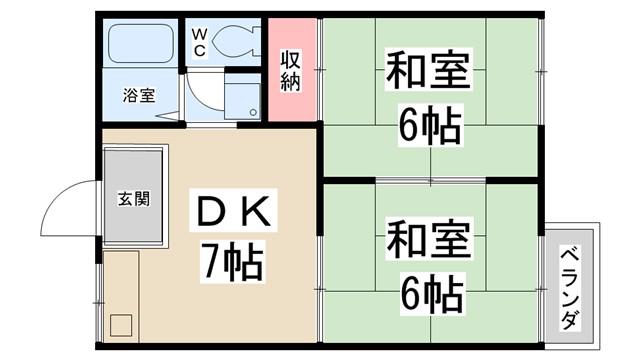 乾ハイツ(2DK/2階)の間取り写真