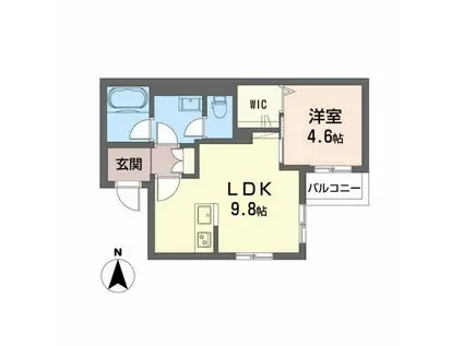ペルル金屋町(1LDK/2階)の間取り写真