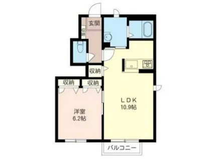 リヴィエール荒幡(1LDK/1階)の間取り写真
