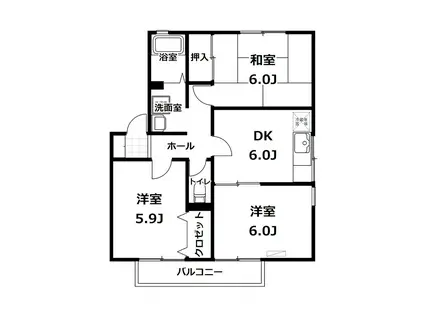 セジュールM C棟(3DK/1階)の間取り写真
