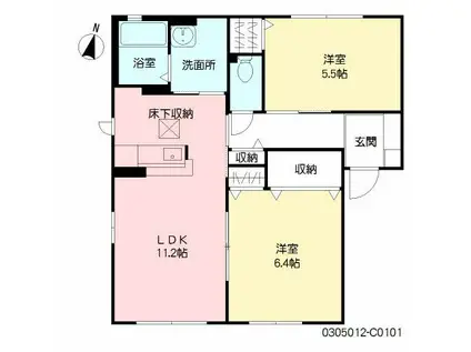 ソレアード21 C棟(2LDK/1階)の間取り写真