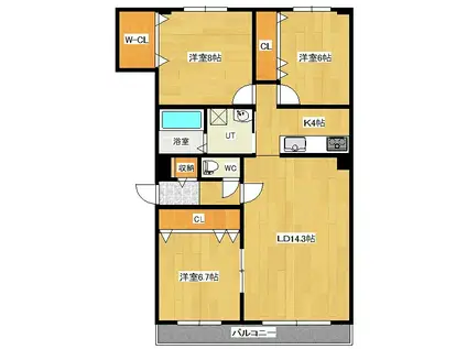 コーポ魁05(3LDK/1階)の間取り写真