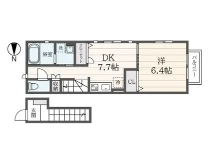 GRANDEUR70(1DK/2階)の間取り写真