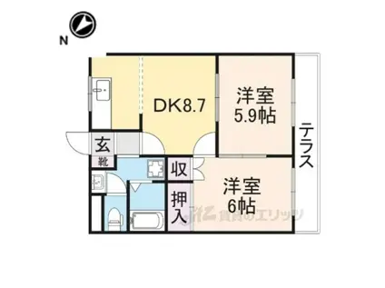 ベルグラース(2DK/2階)の間取り写真