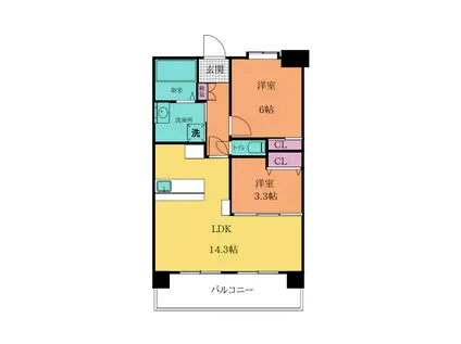 オークランドアサート小倉(2LDK/4階)の間取り写真