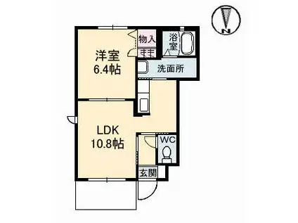 アムール(1LDK/1階)の間取り写真