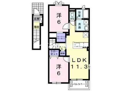 ハーモニー・ガーデンII(2LDK/2階)の間取り写真